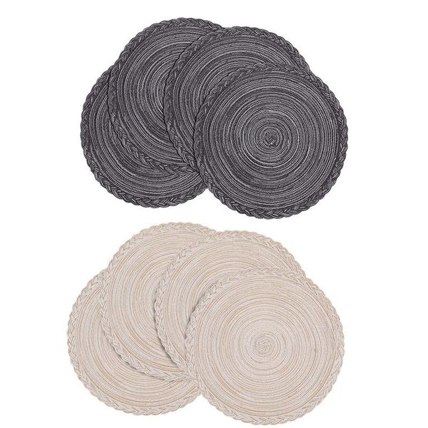 

mats & pads for dining table, braided round, heat resistant anti slid, set of 4