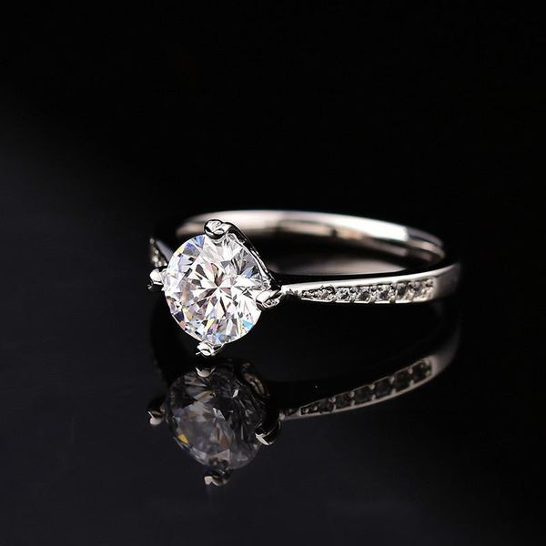 

cluster rings 1ct moissanite round wedding for women s925 sterling silver d color with certificate customizable, Golden;silver