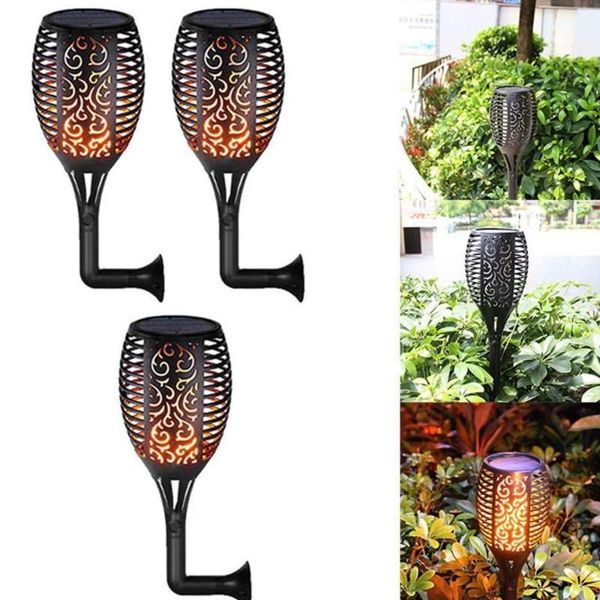 

solar lamps 1pc 96 led outdoor waterproof flickering flame lamp torch light home garden decoration fence lawn walkway