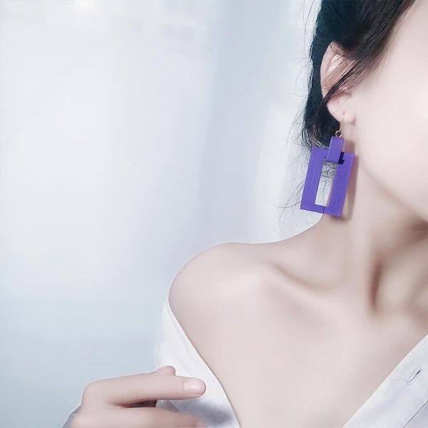 

dangle & chandelier fashion geometric women earrings sweet girls stud earring for ladies elegant purple cute jewelry trendy oorbellen, Silver