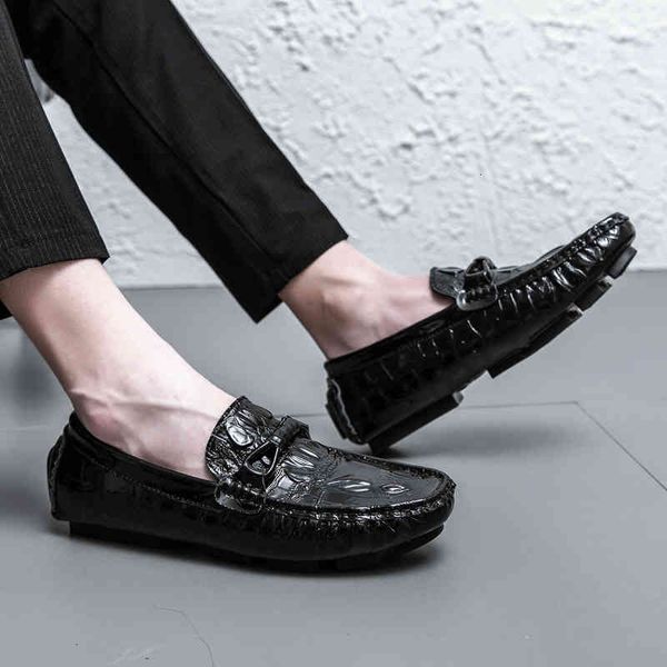 

dress shoes men genuine leather casual loafers comfy slip on moccasins soft breathable suede 's drivings male footwear zcj6, Black