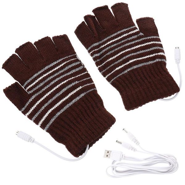 

ski gloves 1pair 5v usb powered heating heated winter hand fingerless outdoor sports warmer washable