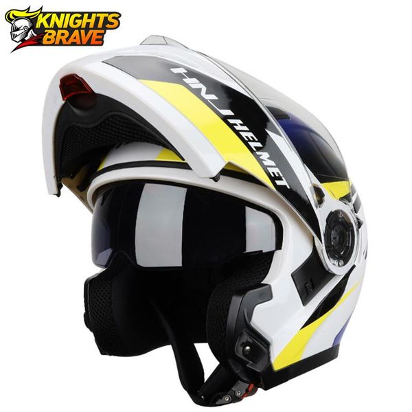 

motorcycle helmet men filp up casco moto dual lens removable washble lining with night light led motorbike racing riding helmets