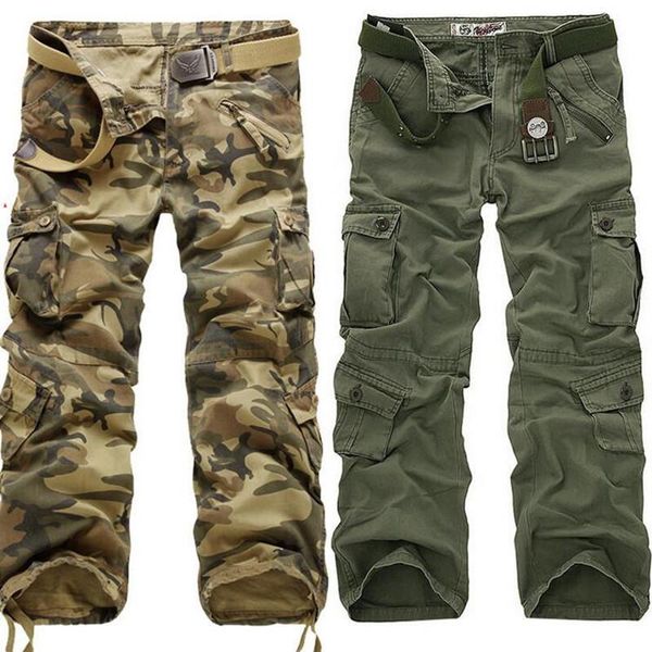 

tactical cargo pants military men camouflage printed male overalls casual straight trousers 28 ~ 40 men's, Black