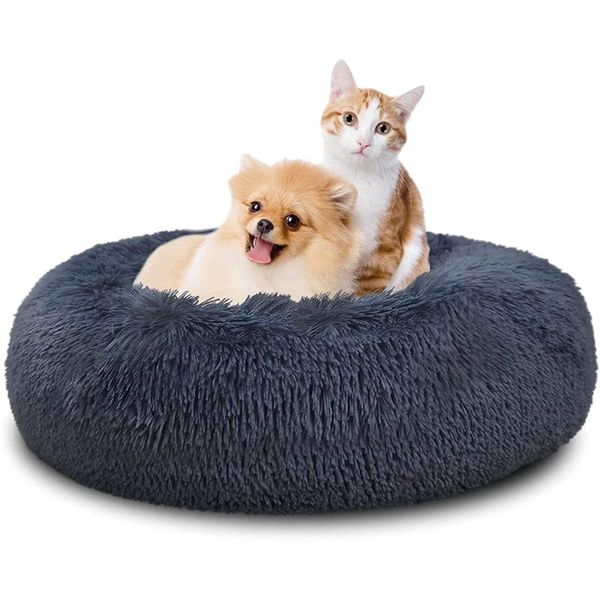 

cat beds & furniture donut dog bed plush pet kennel round winter warm sleeping lounger house for medium large dogs washable supplies