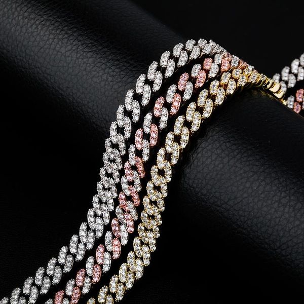 

chains fashion 8mm miami cuban necklace for women full iced out cubic zirconia party hip hop jewelry gift, Silver