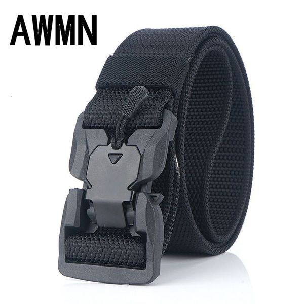

durable fashion the felt 2021 casual men's belt polyester nylon magnetic buckle lightweight versatile, Black;brown