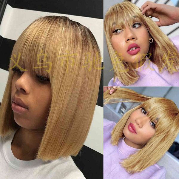 

wig female short hair qi bangs bobo fashion set, Black;brown