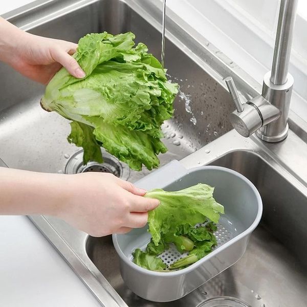 

kitchen storage & organization sink strainer drain fruit vegetable drainer basket sponge hanging holder rack organizer tools filter shelf