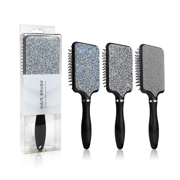 

hair scalp massage comb nylon hairbrush quicksand diamond anti-static brush salon hairdressing tools arrival brushes, Silver