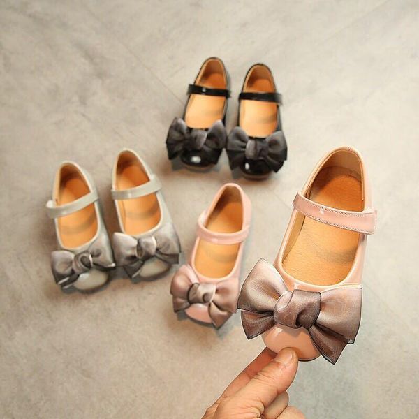 

children shoes 2021 fashion girls baby leather kids princess bowknot dance size 21-36 sh19021 sandals, Black;red