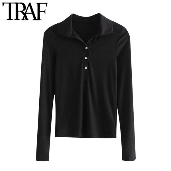 

women fashion with ribbed trims knitted blouses vintage long sleeve button-up female shirts blusas chic 210507, White