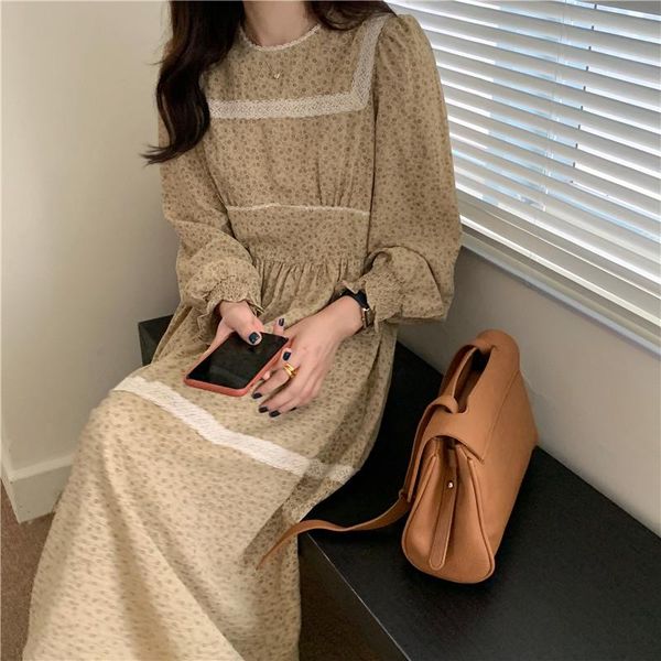 

spring girls dress women print long sleeve womens dresses female vintage party boho robe femme vestido autumn casual, Black;gray