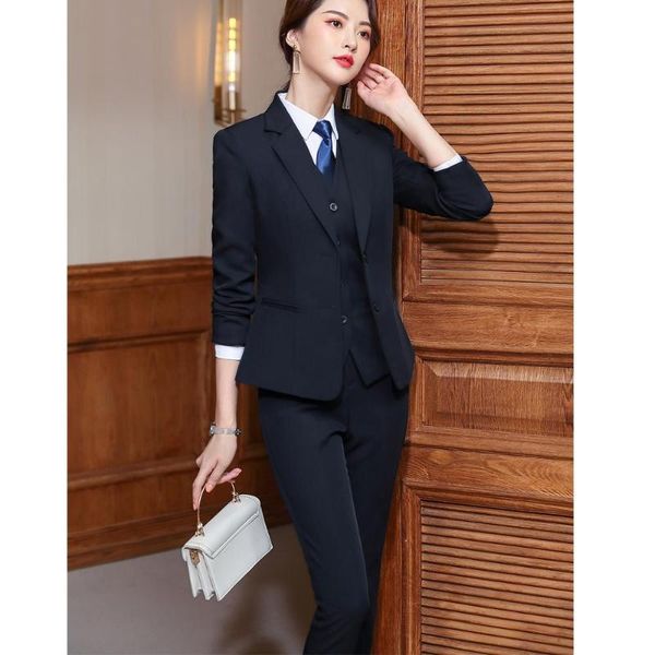 

women's suits & blazers vest blazer and trouser 3 pieces set women pant office lady formal business work career uniform designs 5xl, White;black