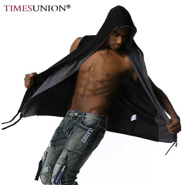 

hip-hop men vests dark sleeveless vest jacket hooded men's, Black;white