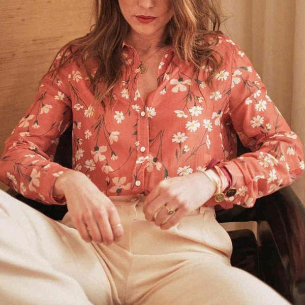 

blouses floral print blouses women cotton soft pink chic elegant spring shirts camisas mujer shirt chemisier femme vintage, White