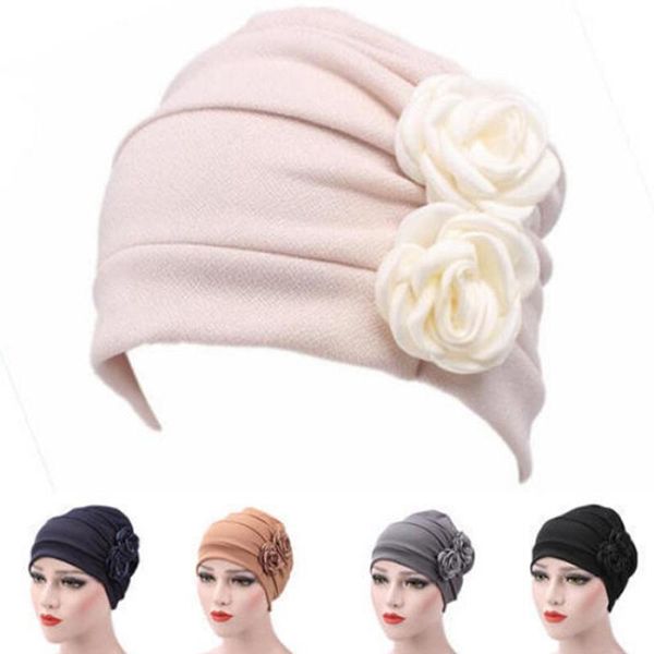 

beanie/skull caps women beautiful flower hijab turban hat lady cancer chemo hair loss cap head scarf wrap cover, Blue;gray