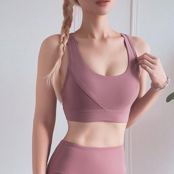 

women's sports bra shockproof gathered underwear mesh stitching yoga sweat-absorbent running fitness seamless vest gym clothing, White;black