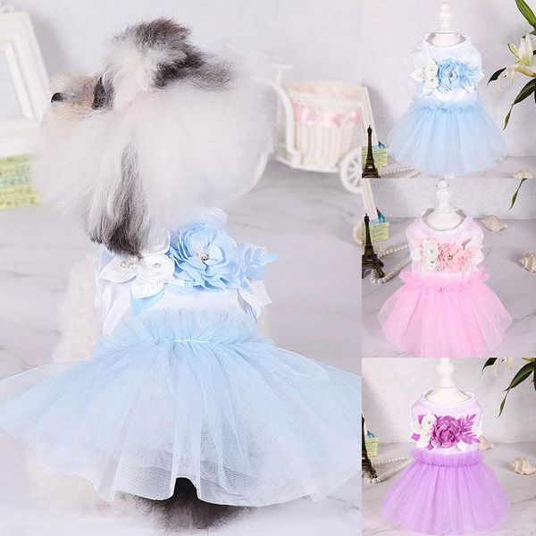 

dog apparel crystal bowknot skirt pet cloth summer cute cool breathable dress clothing for small medium dogs size xs-2xl