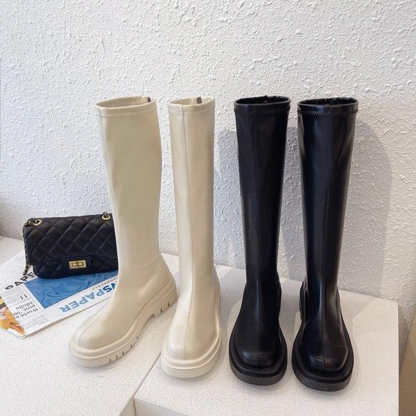 

boots 2021 autumn and winter handsome fashionable but knee-high thick-soled soft surface women, Black