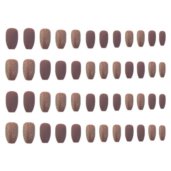 

set/48pcs false nail artificial fake full cover short press on nails, Red;gold