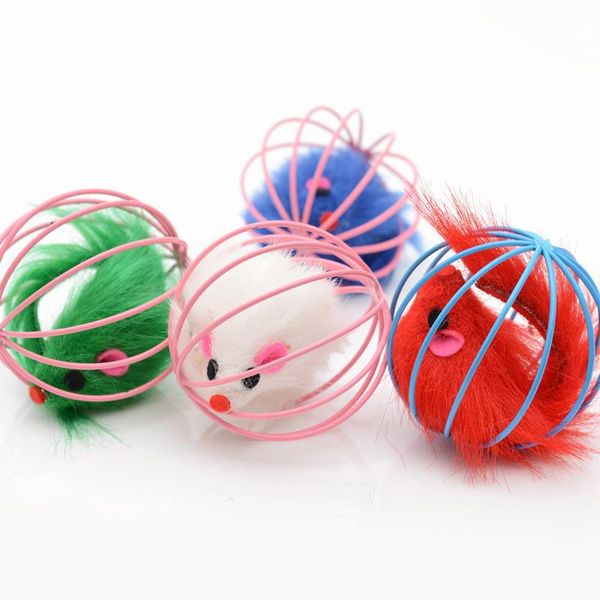 

cat toys caged rats rolling wire cage plush mouse ball funny toy catches the - hide balls interactive toy, random color