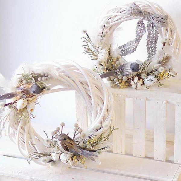 

decorative flowers & wreaths christmas rattan wreath ornaments hanging flower crafts home party decoration diy garland gifts xmas vine ring
