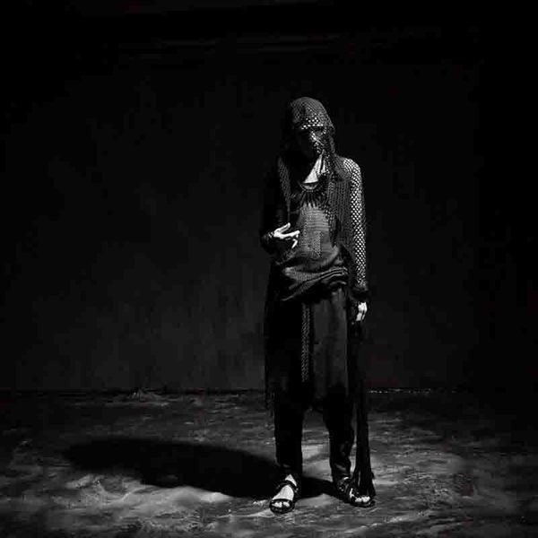 

in personality fashion of the alternative male singer non mainstream long sleeve with hollow hood disco perspective stage costume kdvm, White;black