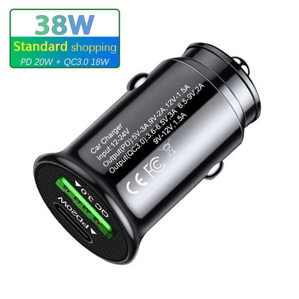 

roxgoct 38w type c pd quick car charger qc3.0 fast charging for iphone 12 11 pro max xiaomi samsung all smartphones