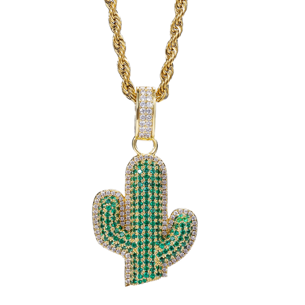 

hip hop men's jewelry cz stones bling iced out solid cactus pendant necklace crystal jewellry accessories ornaments necklaces, Silver