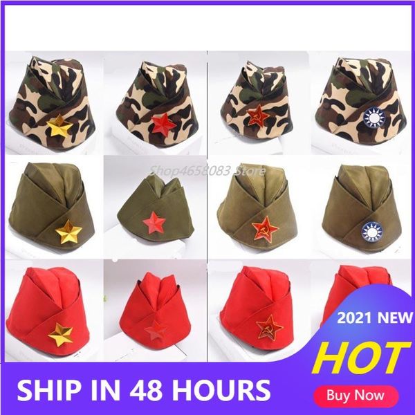 Berets Mode Armee Kappe Grün Camo Abzeichen Militär Hut Frauen Sailor Bühne Leistung Tanz Hüte Chinesische Boot Kapitän Caps VL