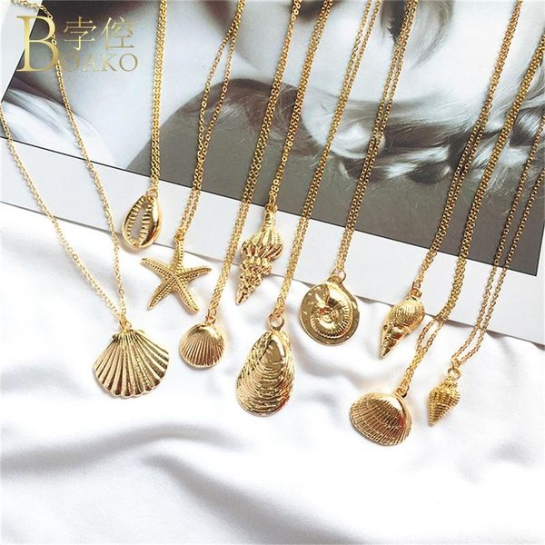 

sea shell choker necklace women seashell pendant gold star summer party beach boho jewelry gift z5 chains, Silver