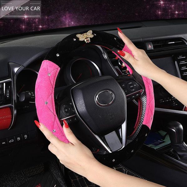 

steering wheel covers car cover cute female net red anti-skid plush grip four seasons universal tide brand creative