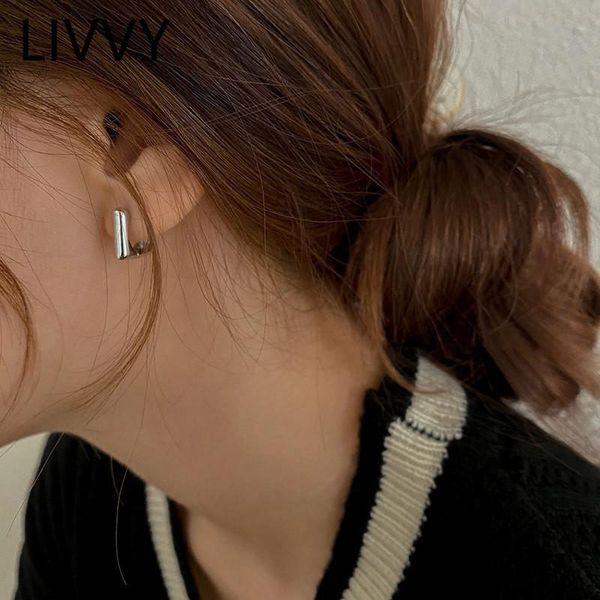 

hoop & huggie livvy silver color geometric square earrings female gold fashion romantic french handmade jewelry gifts, Golden;silver