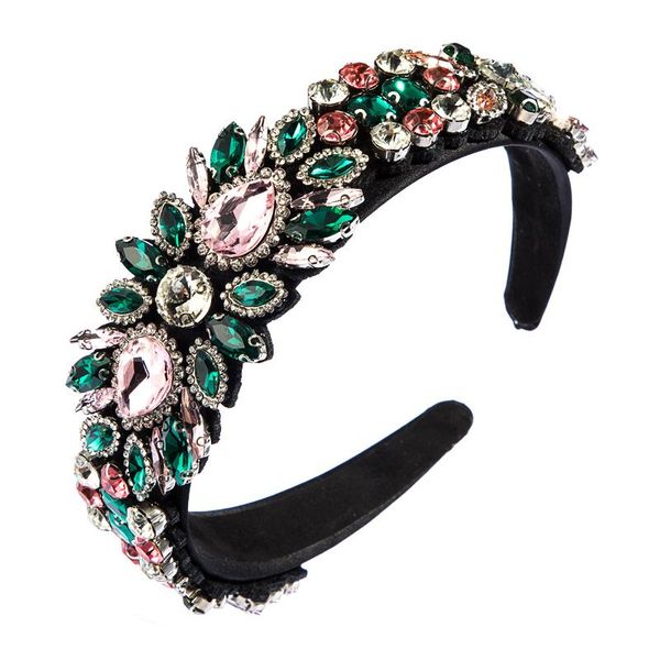 

other boutique baroque water drop colorful crystal headband for woman vintage hand made rhinestone hair band party jewelry, Golden;white