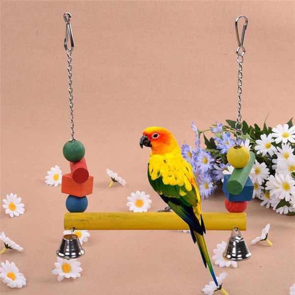 

other bird supplies pet birds swing chew bite toy with bell cage accessories colorful hanging wooden stand sticks racks for parrot