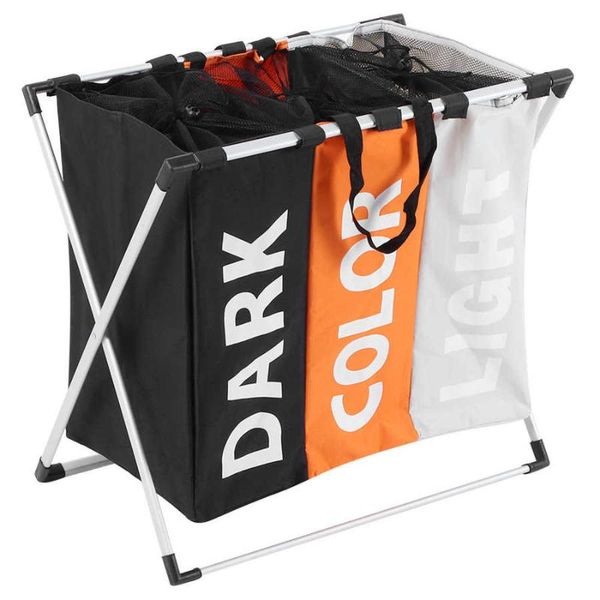 

laundry basket 3 section stylish folding dirty clothes storage for bathroom bedroom home large bags