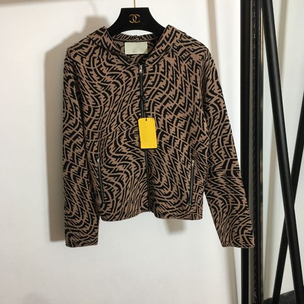 

2021 autumn milan runway sweaters hooded long sleeve high end jacquard cardigan women's designer clothing 0730-10, White;black
