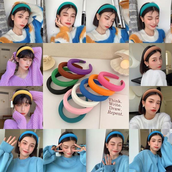 

hair accessories fashion padded headbands for women wide bezel hairbands thick hoop girls sponge non-slip hairband, Slivery;white
