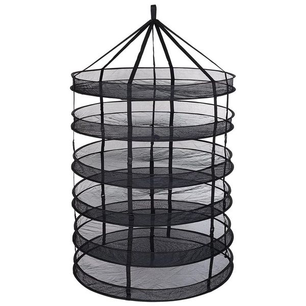 

hooks & rails 6- layer black mesh hanging drying rack dry net for storage seeds (3ft 6-layer)