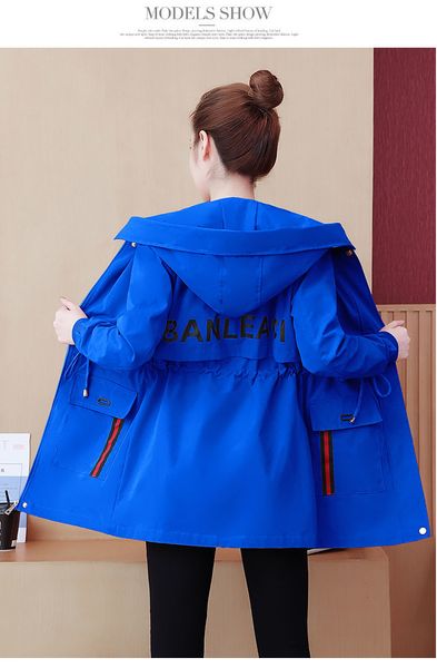 

women's windbreaker coat 2021 spring autumn korean fashion slim mid-length hooded loose student jacket, Tan;black