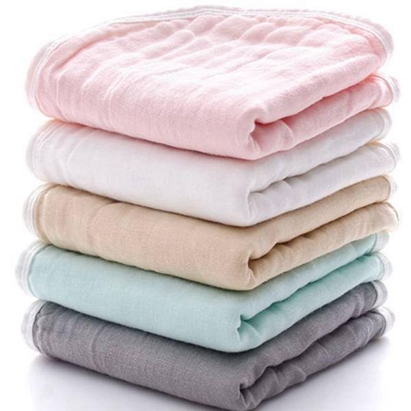 

blankets & swaddling 5pcs towel baby facecloth bath handkerchief cotton burp cloth soft absorbent gauze kindergarten washcloth