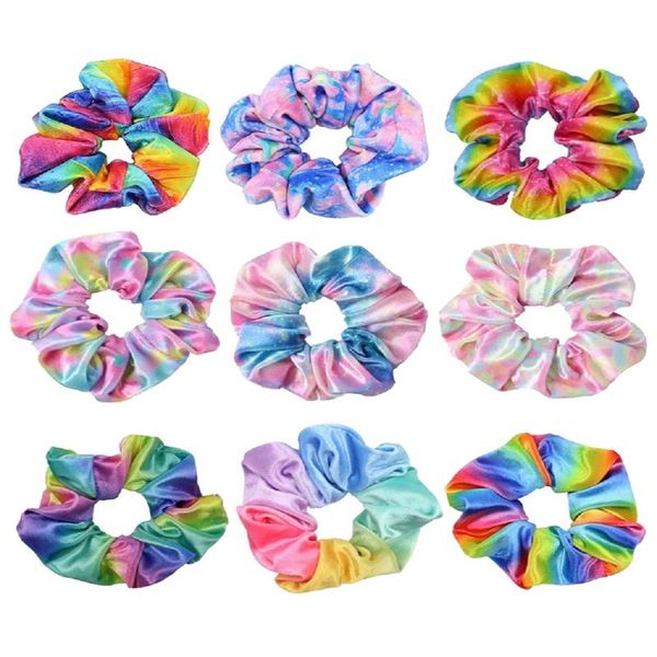 

9pcs colorful hair scrunchies elastics bobbles bands tie ropes party favor