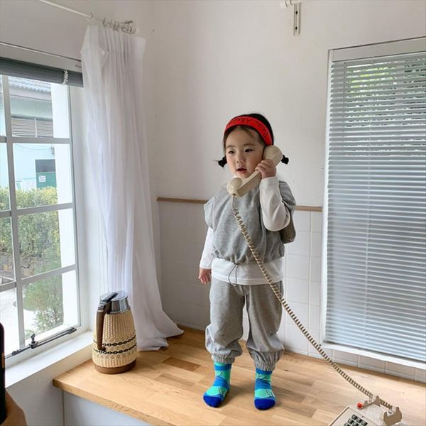 

kids clothing set vest casual boy pants and long sleeve hoodies girl suit, White