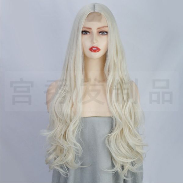 

synthetic wigs long curly white women brand nice wash, Black
