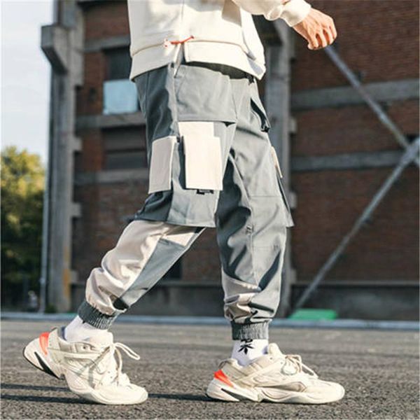 

hip hop sweat pants male patchwork japanese style trousers sweatpants streetwear joggers casual cargo women men men's, Black