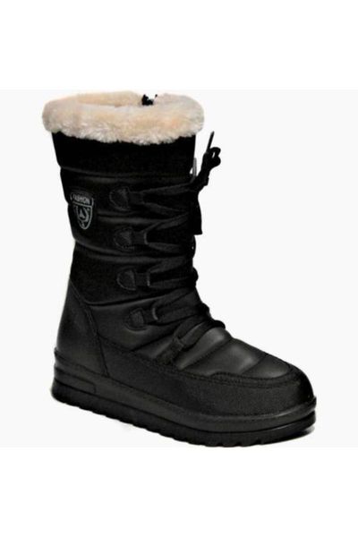 

boots black women's furry zipper snow boat zipper-laced winter fashion trend 2021