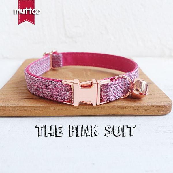 

cat collars & leads 10pcs/lot muttco retail with rose gold metal buckle collar for the pink suit design 2 sizes ucc070m