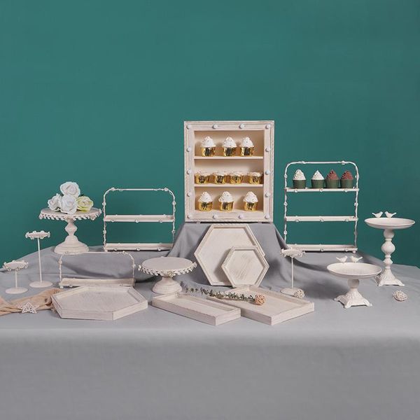 

other bakeware european retro white dessert table decoration display stand set home wedding cake tool wooden storage tray