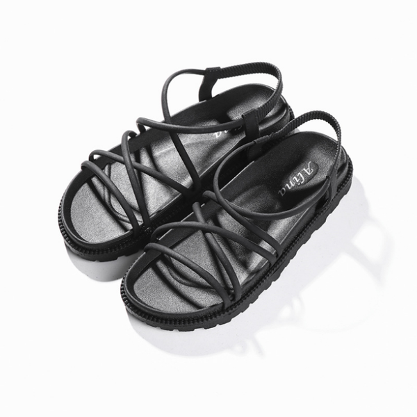

women's sandals 2021 flat heel rome style outerwear comfortable and soft beach design fashion casual shoes, Black